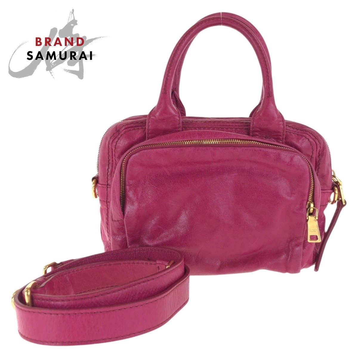 Prada Pink Leather Two-Way Tote Shoulder Bag 501451