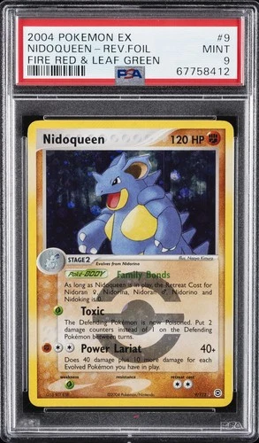 2004 POKEMON EX FIRE RED & LEAF GREEN #9 NIDOQUEEN-REVERSE FOIL PSA 9