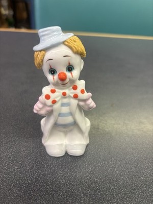 Vintage 1981 ENESCO BONE CHINA 4'' ADORABLE YOUNG CLOWN Spaghetti Hair Sweet Face