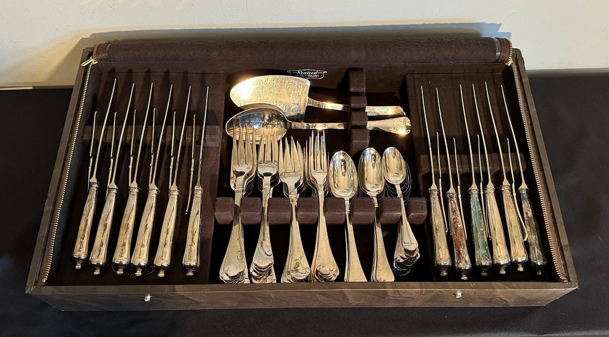 Cardinal by Puiforcat France Silverplate Flatware Set 79 pcs