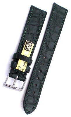 18mm /16 flach echt ALLIGATOR BAND made GERMANY passend für Cartier, Omega grün