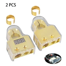 2x Digital Car Battery Terminal Connectors LED Voltmeter 0/4/8 Gauge Power Post