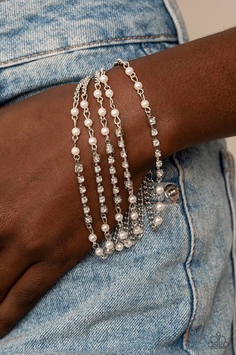 Paparazzi-Jewelry,Secretly Sassy White, Gold-Bracelets - Picture 3 of 9