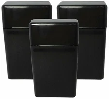 3 Pack Black Flip Top Hinged Lid Sectioned Cigarette Case for King Size 2606