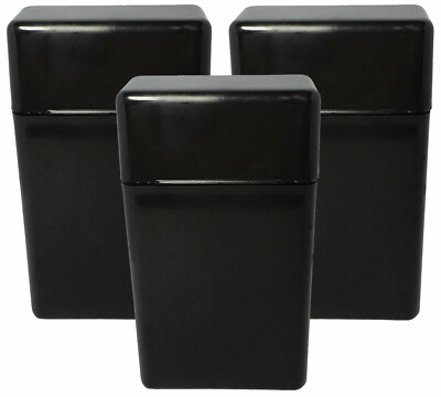 3 Pack Black Flip Top Hinged Lid Sectioned Cigarette Case for 100's - 2607