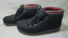 Nye Nesna  Wool Felted Winter Boots Unisex EU 35 US 5 Black w/Red Lace Up Norway