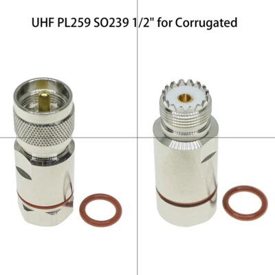 UHF Male PL259 Female For LDF4-50a LCF12-50J Andrew Heliax 1/2" Corrugated Coax - Image 1 of 4