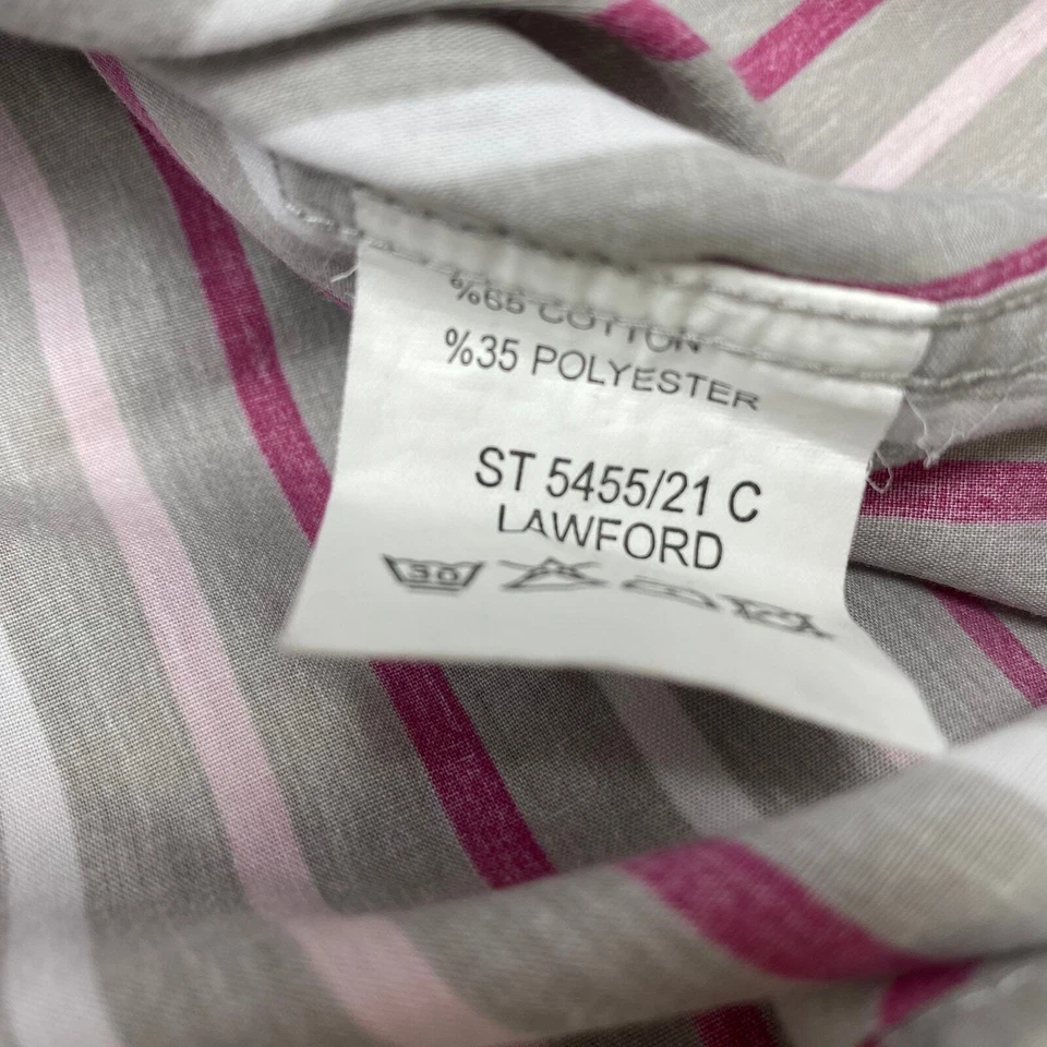 Camisa Roar Para Hombres XL Gris Rosa Rayas Manga Larga Puño Francés Abotonada Foto 3 de 4