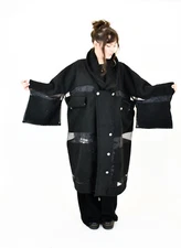 CRAZY H4 black boucle & mesh kimono coat size XL/XXL CLEARANCE