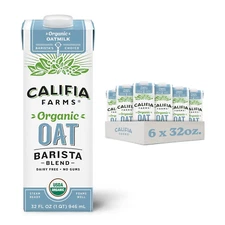 California Farms Organic Oat Barista Blend, 32 Oz (Pack of 6) Dairy Free