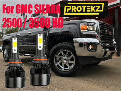 LED SIERRA 2500/3500HD 2015 Headlight Kit 9012 HIR2 6000K CREE Bulbs Hi/Low Beam