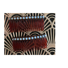 Vintage celluloid beaded hair combs