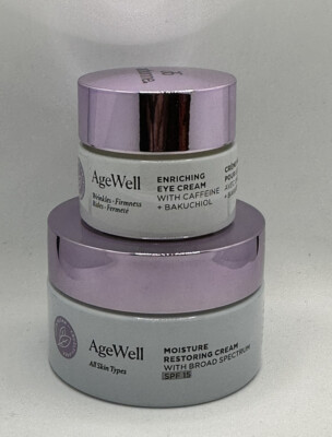 Arbonne Agewell feuchtigkeitswiederherstellende Creme 50ml & anreichernde Augencreme 15ml Set