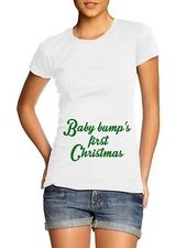 Baby Bump's First Christmas Pregnancy Maternity T Shirt Joke Festive Mum To Be 