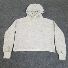 Abercrombie Fitch Hoodie Women's M Light Gray Fleece Oversized Crop