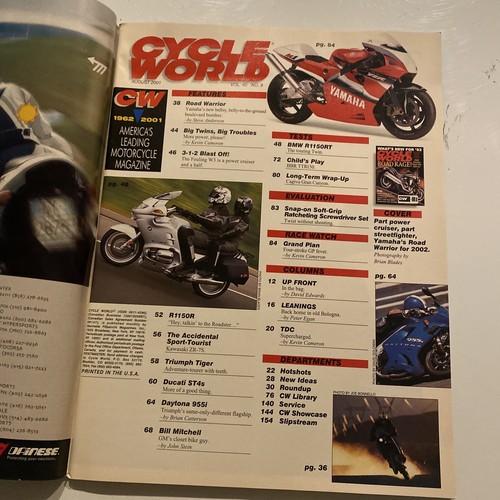 2001 Aug Cycle World Magazine Yamaha Road Star (CP12) - Picture 2 of 3