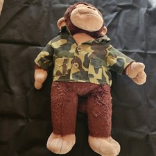 Build a Bear Workshop Monkey Brown Ape Chimp Plush 18" BAB With Camo Jacket