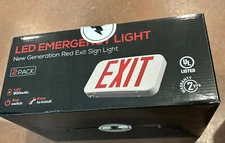 Pack of 2 Torchstar LED Emergency Light Red Exit Sign Light 120/277V Test Switch