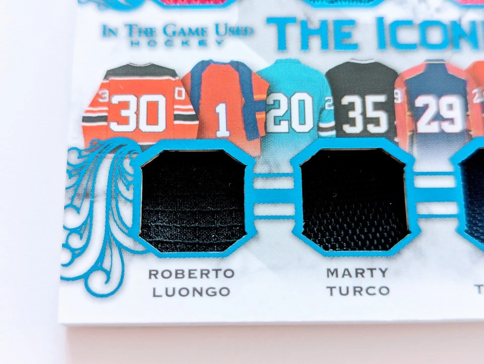 🔥#/30 BRODEUR LUONGO GIGUERE KIPPY ICONIC 8 RELIC 2020-21 Leaf In the Game Used - Image 4 of 4