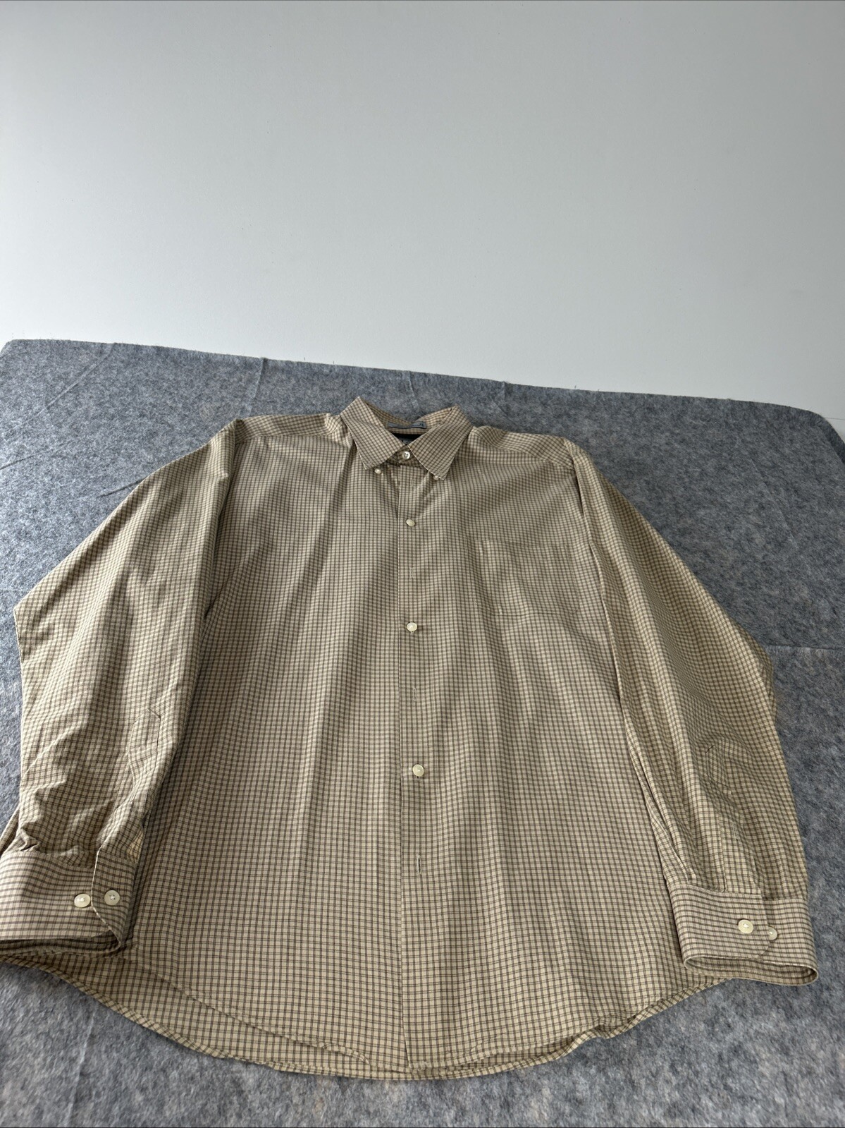 FILA Camicia elegante uomo manica lunga Savile Row Taglia 17 36 37 marrone stampa quadri
