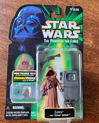 Vintage 1999 Star Wars Power of the Force JAWA & ''GONK'' DROID Action Figure