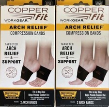 2xCopper Fit Arch Relief Compression Bands, Professional Grade Plantar Fascitis