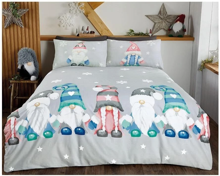 RAPPORT Christmas Festive Gonks Duvet Cover Reversible Bedding Set