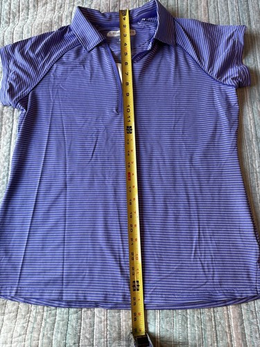 Pebble Beach Performance Women's collared, purple with stripes size L shirt - Picture 8 of 8