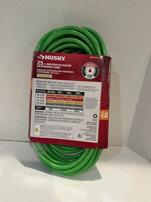 Husky 25 ft Indoor/Outdoor Extension Cord 16 Gauge, Green, Unused