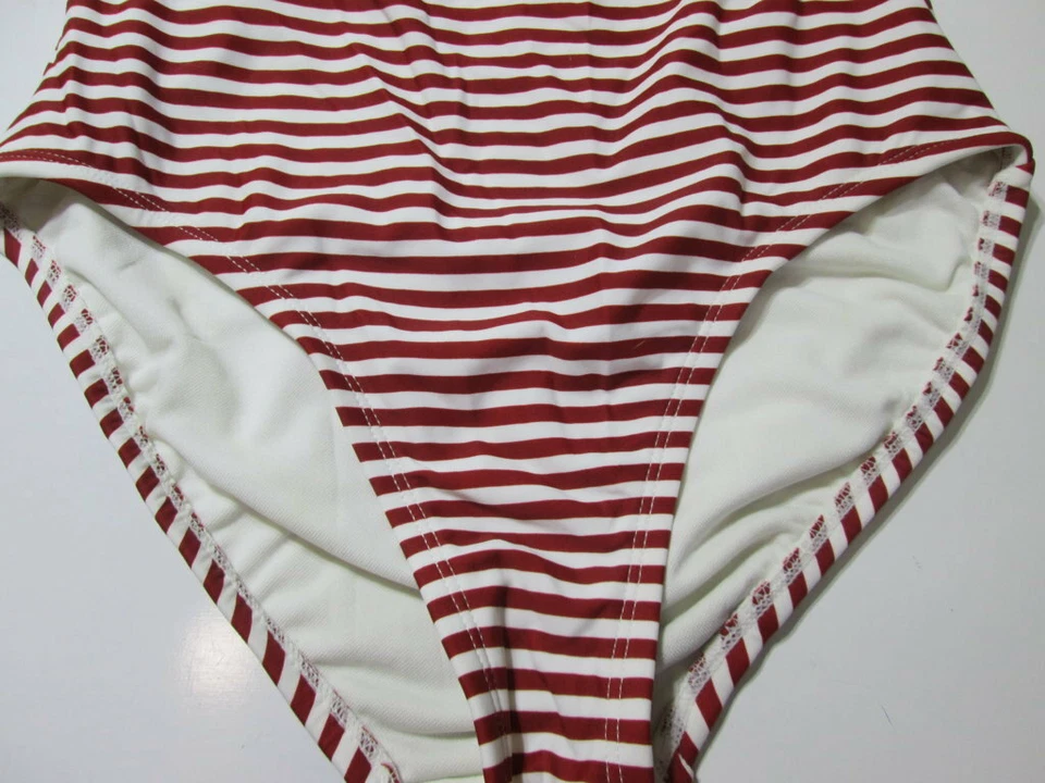 Traje de baño Kona Sol para mujer talla S de una pieza rojo/blanco inalámbrico forrado tazas a rayas Foto 3 de 4