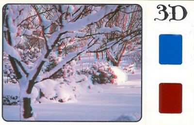 Winter Scene 3D Greets Anaglyph 3-D Postcard by David Burder New