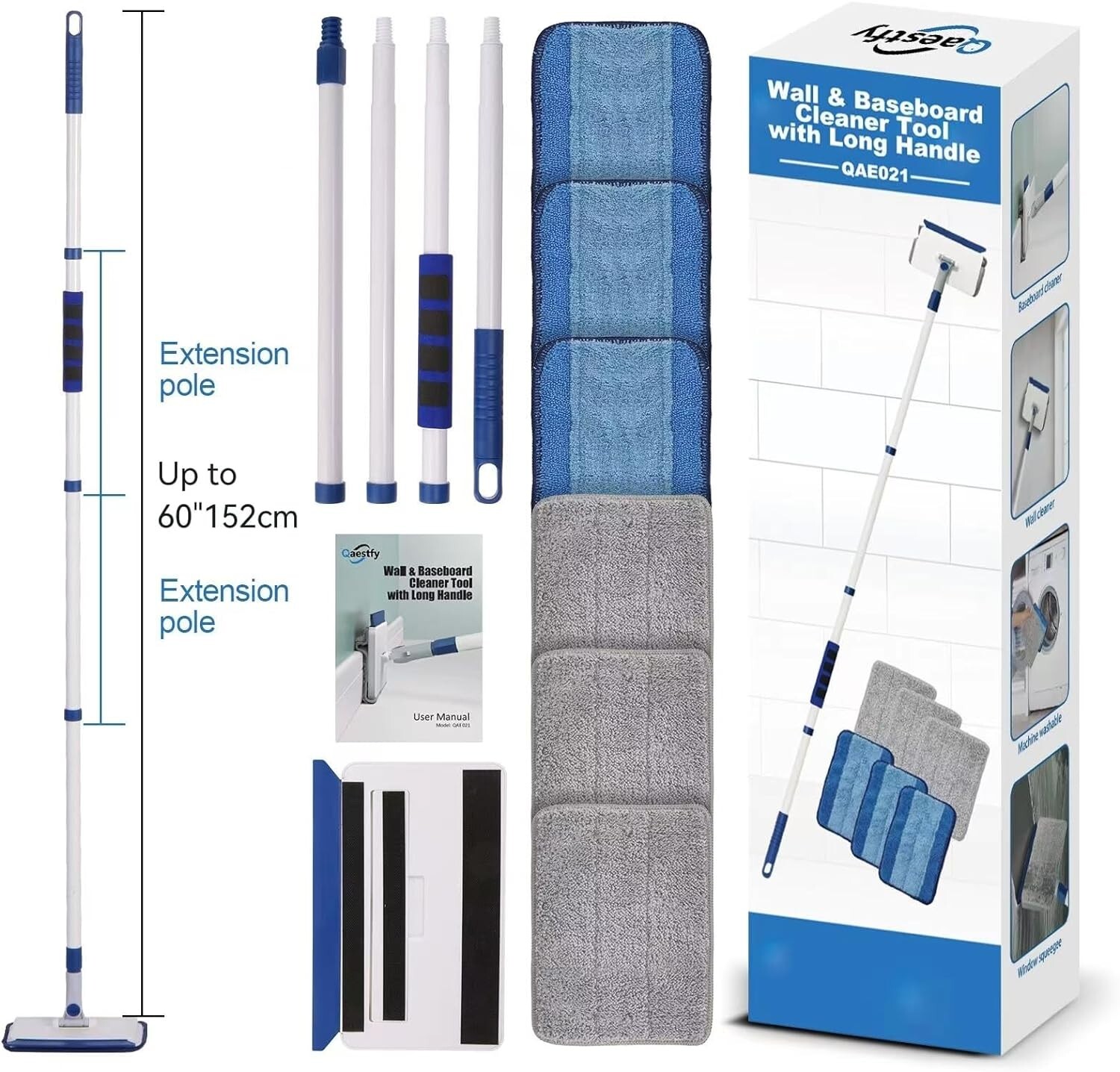 Wall Floor Cleaner Mop Tool with 152cm Long Handle Some Skirting boards