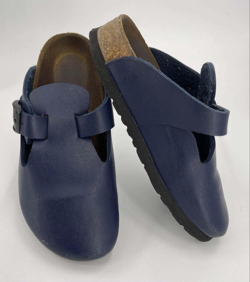 Birkenstock Leather Clogs Kids Sz 11 11.5 EU 29 Navy Blue Leather Clog