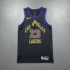 100 Authentic Lebron James Nike Los Angeles Lakers City Jersey Size 44 M Mens