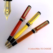 Wing Sung 670 Acetate Resin Fountain Pen Golden Clip Smooth EF/F/M Nib Office #J