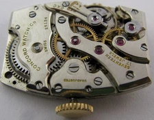 Early tonneau shaped Concord watch movement 17 jewels for parts ...