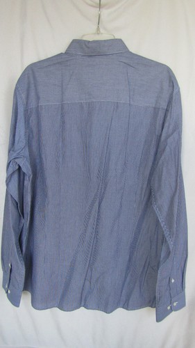 Premium Jack & Jones Long Sleeve Shirt Blue White Fine Stripe 2XL Smart Formal - Picture 7 of 11