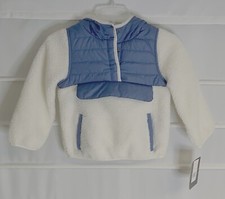 London Fog Kids Light Blue  Cream Sherpa Hooded LS Jacket w/ Pockets 4 NWTS 