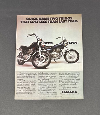 1980 Yamaha Motorcycle Ad XS450 XS650 Special II Vintage Magazine