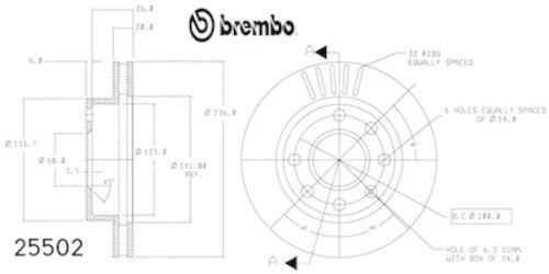 25502 2 discos/rotores de freno delanteros aptos para Pontiac Lemans Brembo no hechos en China Foto 2 de 3