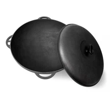 Cast Iron Cauldron for Camp Fire WOK Deep Pan Lagman Kazan with Lid Казан Чугун