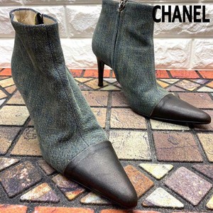 CHANEL Denim Short Boots High Heel Shoes Women's COCO Mark CC EU 36 From  Japan | eBay