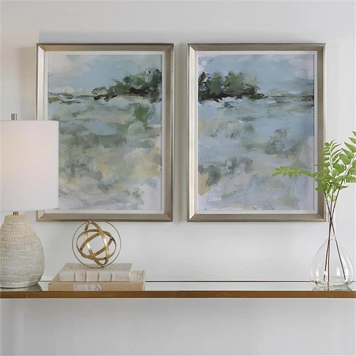 Uttermost Far Away View Framed Prints in Green and Blue Finish (Set of 2) - Picture 3 of 8