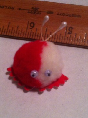 24 Mini Plush Red/White Stuffed Animals peel off sticky feet craft projects