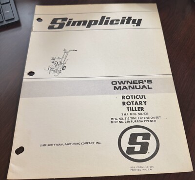 SIMPLICITY ROTICUL ROTARTY TILLER 3 HP OWNERS & PARTS MANUAL (271) | eBay