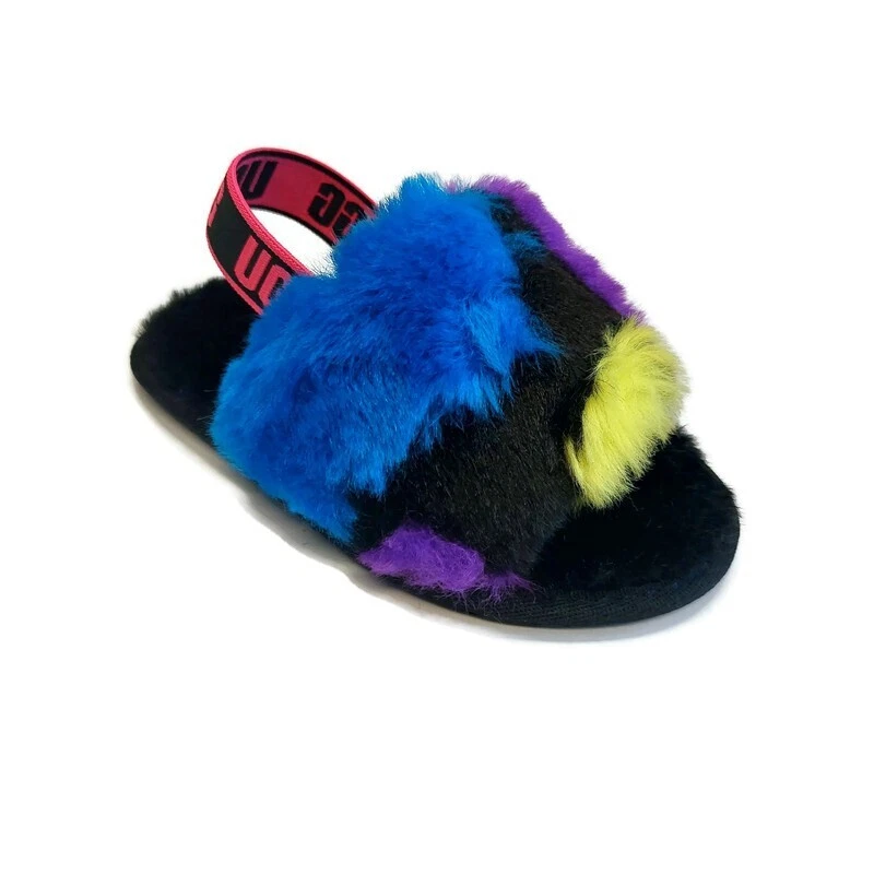 UGG Fluff Yea Slide Party Spots Slippers Size 9 Toddler Ages 4 5