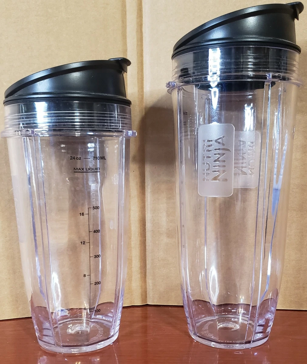 Replacement Nutri Ninja Blender Cups with lids 32,24 oz (LOT OF 2