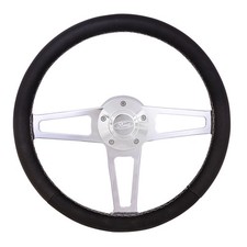 Grant Billet Leather Steering Wheel W Ford Logo Install Kit Mustang 65-69 P...