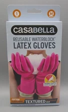 CASABELLA~Medium~Pink Double Cuff Waterblock Reusable Latex Gloves