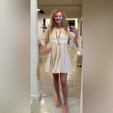 Spell Paloma Mini Dress L Boho Cotton Natural Earthy Flowy Festival